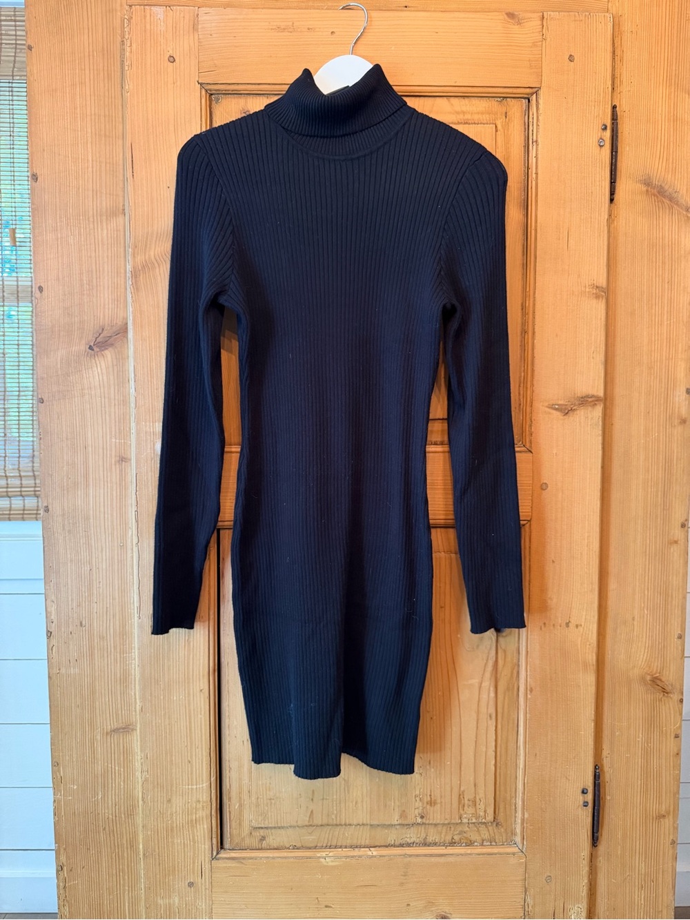 wild fable Black Ribbed Turtleneck Long Sleeve Dress